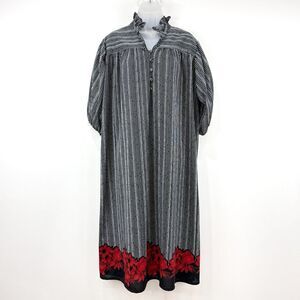 Lady Match Mates Nightgown Women's 20.5 Striped Floral VTG 70s Union Made Granny